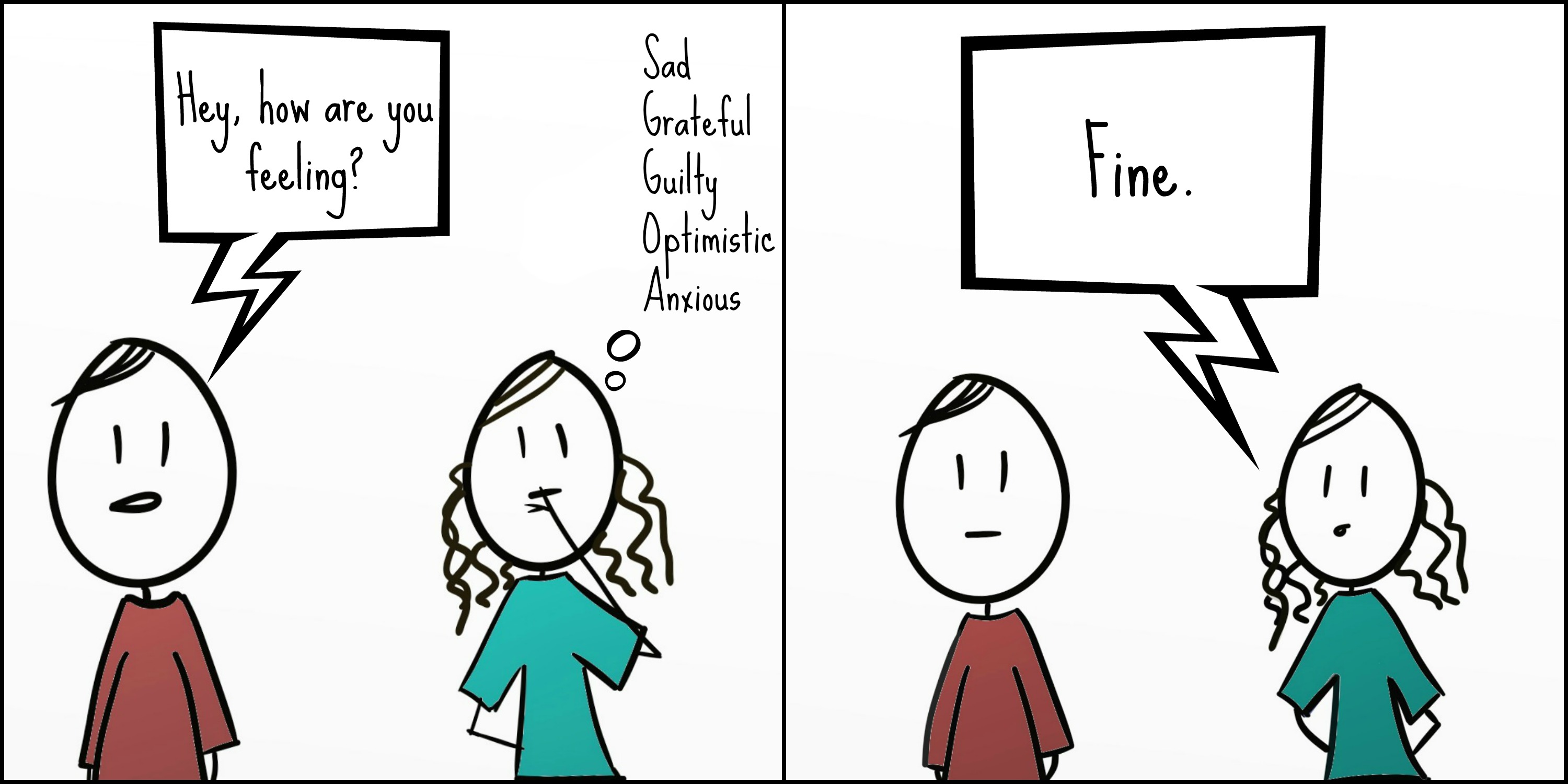 the typical "how are you feeling" exchange